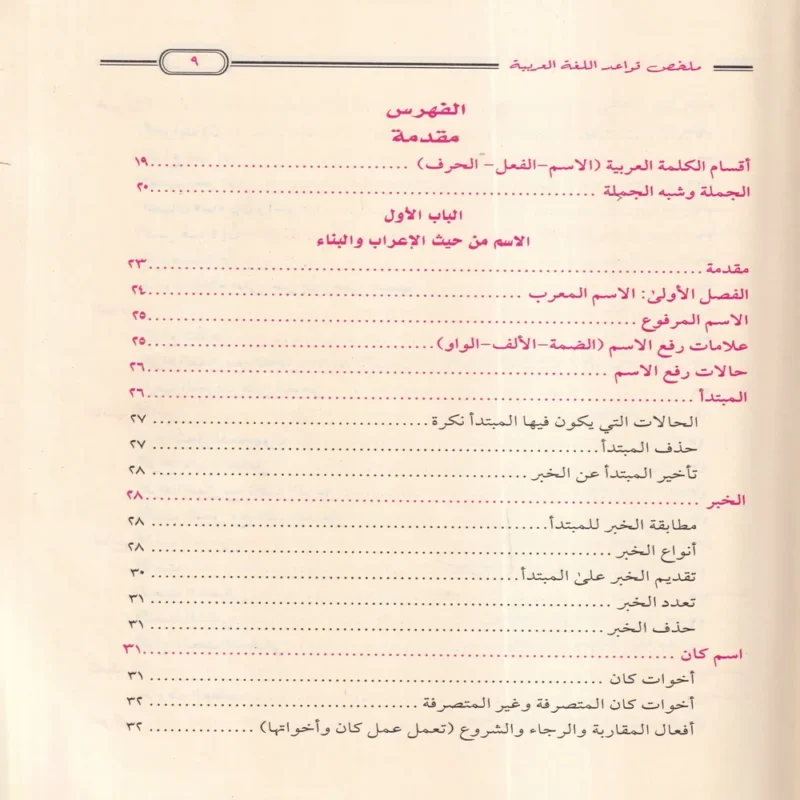 ملخص قواعد اللغة العربية