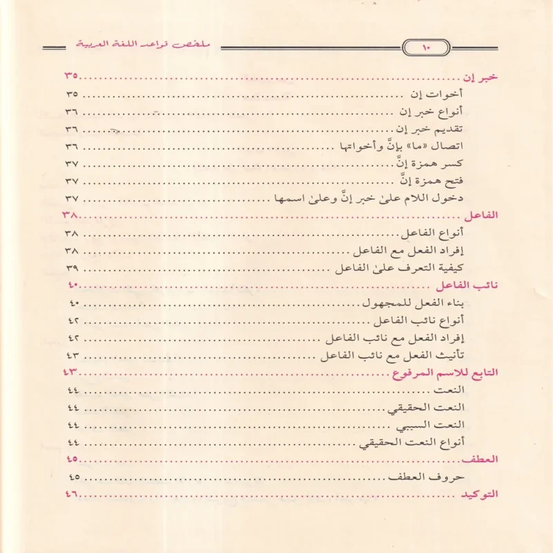 ملخص قواعد اللغة العربية
