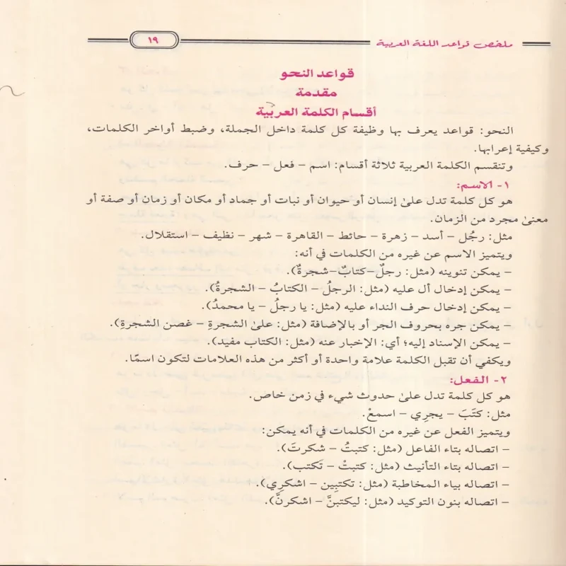 ملخص قواعد اللغة العربية