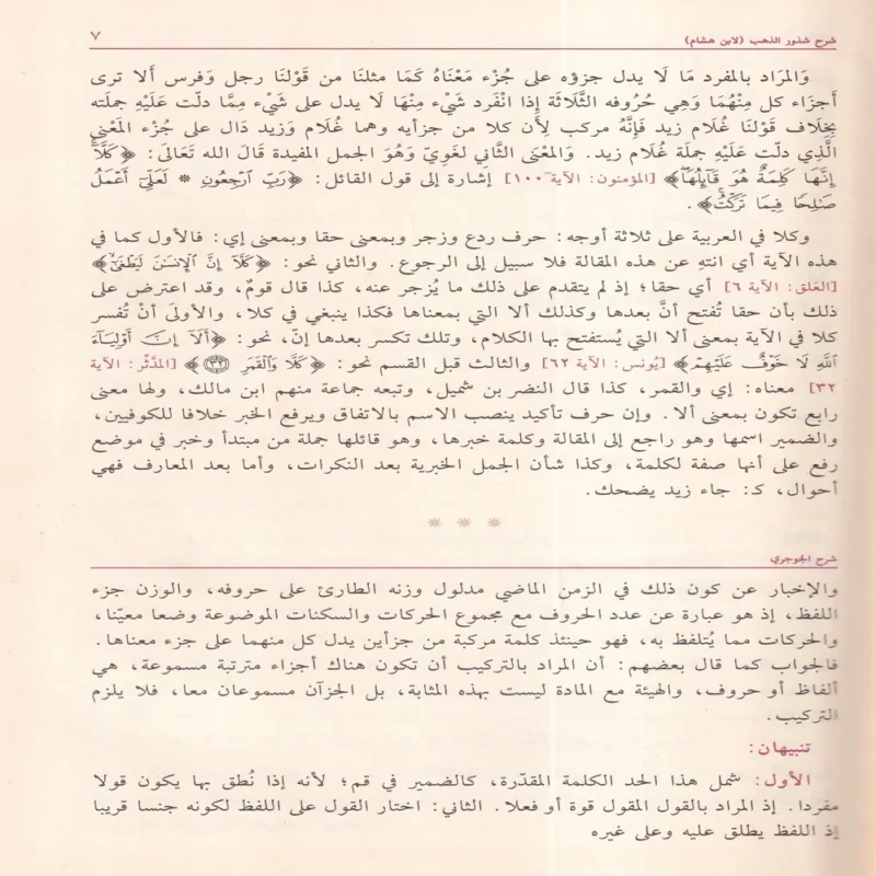 شرح شذور الذهب